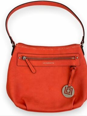 Liz Claiborne Coral Orange Shoulder Bag | Soft Faux Leather Hobo Purse